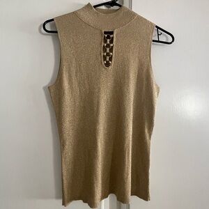 August Silk sparkly Gold Top - Sz L